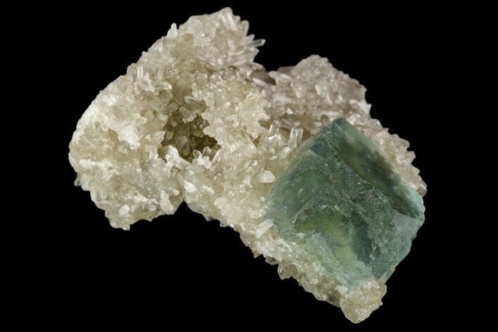 Green Fluorite Crystals on Quartz - China #122001